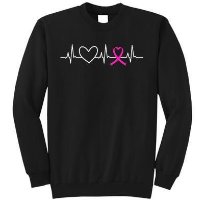 Breast Cancer Awareness Month Ribbon Heartbeat Tall Sweatshirt