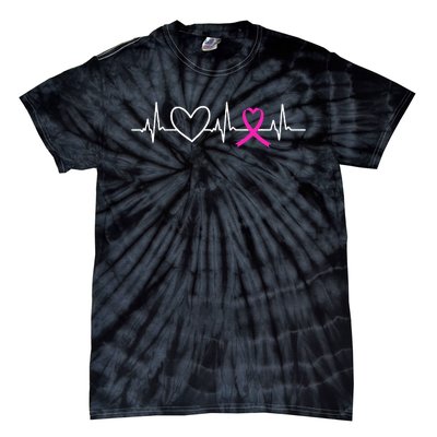 Breast Cancer Awareness Month Ribbon Heartbeat Tie-Dye T-Shirt