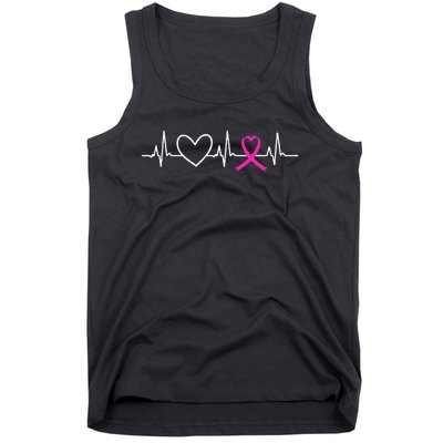 Breast Cancer Awareness Month Ribbon Heartbeat Tank Top