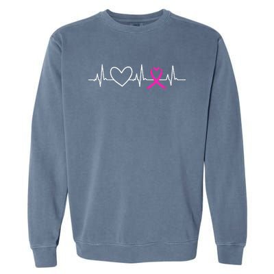 Breast Cancer Awareness Month Ribbon Heartbeat Garment-Dyed Sweatshirt