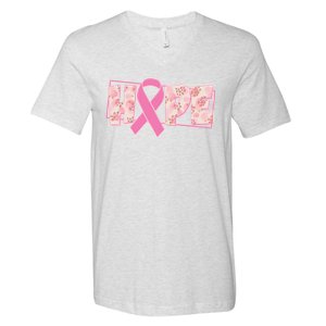 Breast Cancer Awareness Hope Leopard Print V-Neck T-Shirt