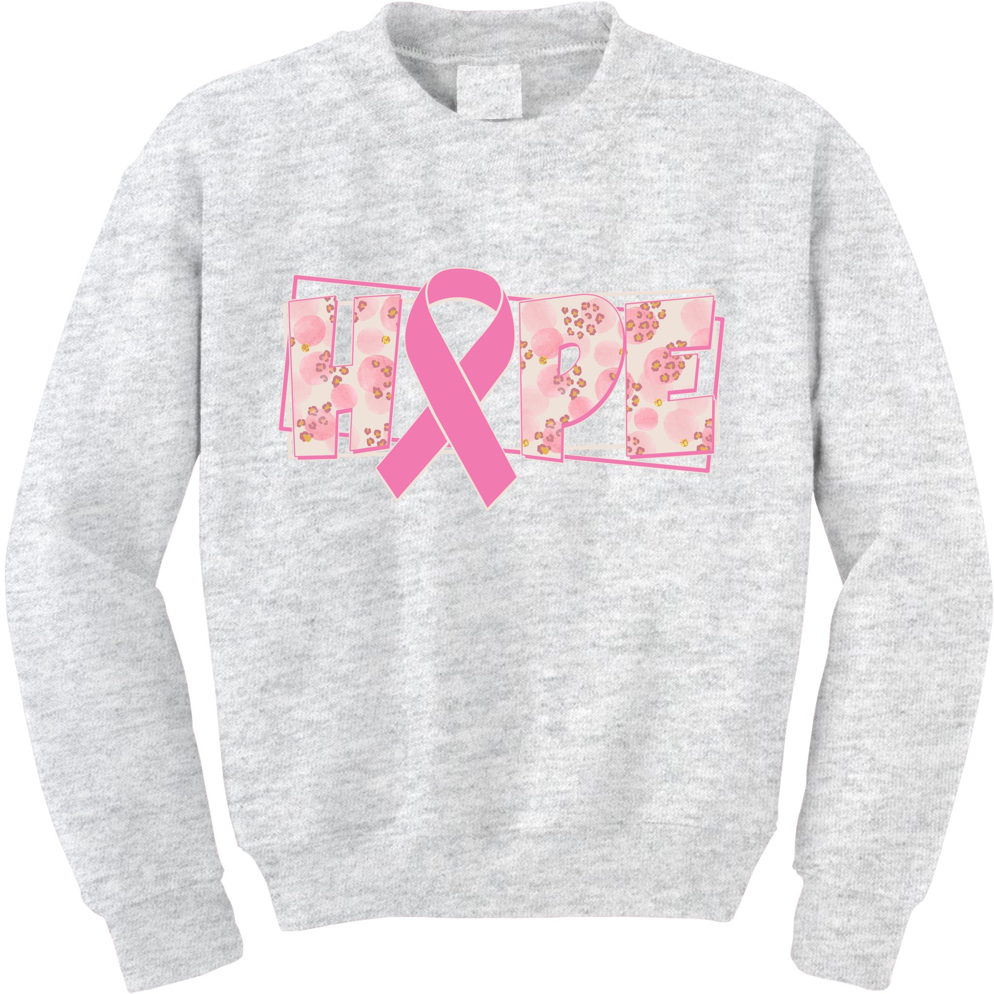 Breast Cancer Awareness Hope Leopard Print Kids Sweatshirt
