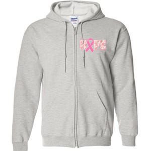 Breast Cancer Awareness Hope Leopard Print Full Zip Hoodie