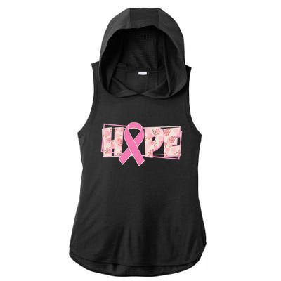 Breast Cancer Awareness Hope Leopard Print Ladies PosiCharge Tri-Blend Wicking Draft Hoodie Tank