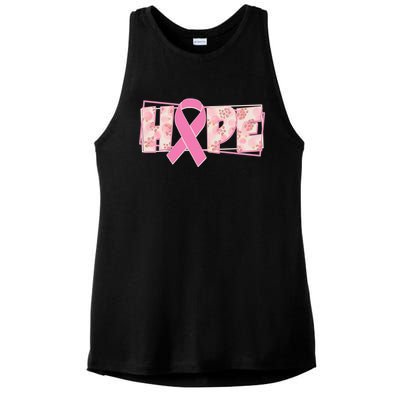 Breast Cancer Awareness Hope Leopard Print Ladies PosiCharge Tri-Blend Wicking Tank