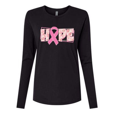 Breast Cancer Awareness Hope Leopard Print Womens Cotton Relaxed Long Sleeve T-Shirt