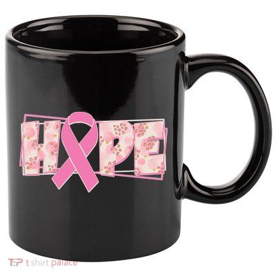 Breast Cancer Awareness Hope Leopard Print 11oz C Handle Ceramic Mug