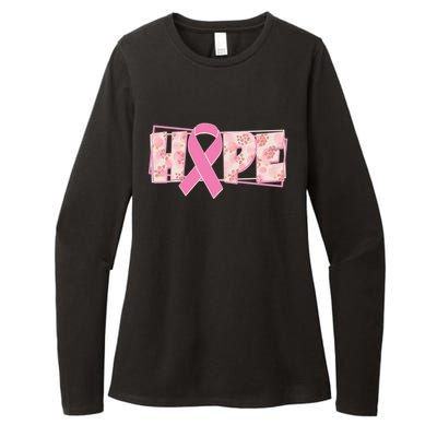 Breast Cancer Awareness Hope Leopard Print Womens CVC Long Sleeve Shirt