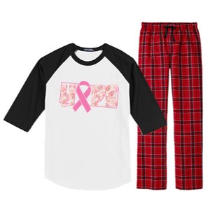 Breast Cancer Awareness Hope Leopard Print Raglan Sleeve Pajama Set