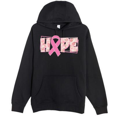 Breast Cancer Awareness Hope Leopard Print Premium Pullover Hoodie