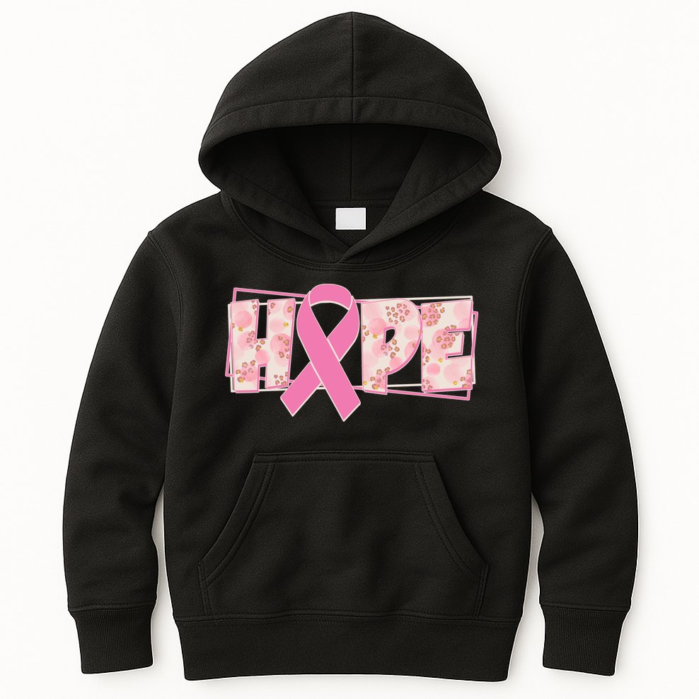 Breast Cancer Awareness Hope Leopard Print Kids Hoodie