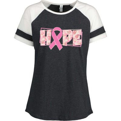 Breast Cancer Awareness Hope Leopard Print Enza Ladies Jersey Colorblock Tee