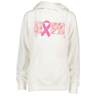 Breast Cancer Awareness Hope Leopard Print Womens Funnel Neck Pullover Hood