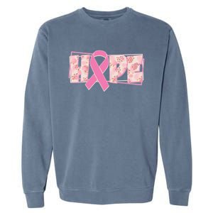 Breast Cancer Awareness Hope Leopard Print Garment-Dyed Sweatshirt