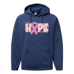 Breast Cancer Awareness Hope Leopard Print Performance Fleece Hoodie