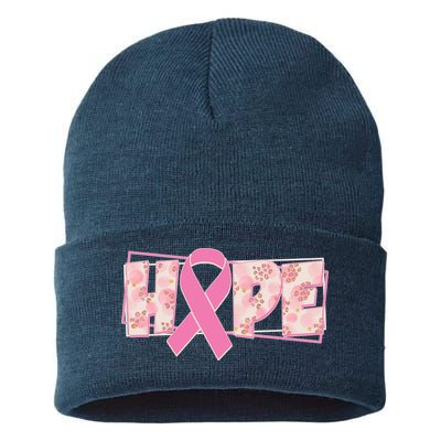 Breast Cancer Awareness Hope Leopard Print Sustainable Knit Beanie