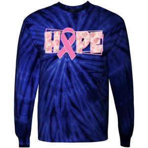 Breast Cancer Awareness Hope Leopard Print Tie-Dye Long Sleeve Shirt