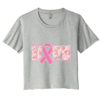 Breast Cancer Awareness Hope Leopard Print Women's Crop Top Tee