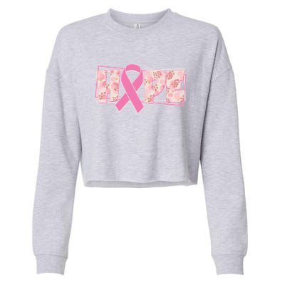 Breast Cancer Awareness Hope Leopard Print Cropped Pullover Crew