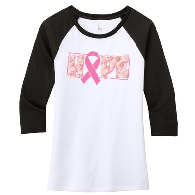 Breast Cancer Awareness Hope Leopard Print Women's Tri-Blend 3/4-Sleeve Raglan Shirt