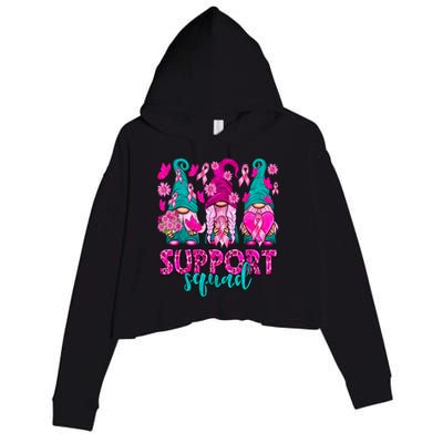 Breast Cancer Awareness For Gnomes Support Squad Crop Fleece Hoodie