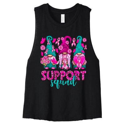 Breast Cancer Awareness For Gnomes Support Squad Women's Racerback Cropped Tank