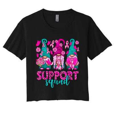 Breast Cancer Awareness For Gnomes Support Squad Women's Crop Top Tee