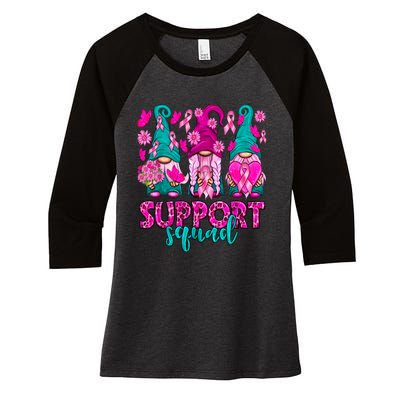 Breast Cancer Awareness For Gnomes Support Squad Women's Tri-Blend 3/4-Sleeve Raglan Shirt