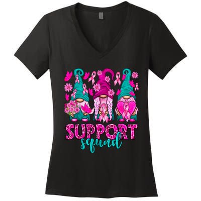 Breast Cancer Awareness For Gnomes Support Squad Women's V-Neck T-Shirt