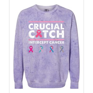 Breast Cancer Awareness Crucial A Catch Intercept Cancer Colorblast Crewneck Sweatshirt