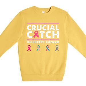 Breast Cancer Awareness Crucial A Catch Intercept Cancer Premium Crewneck Sweatshirt