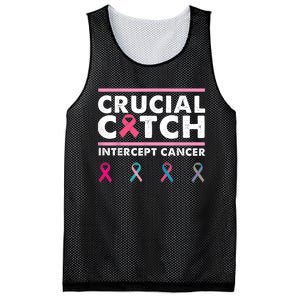 Breast Cancer Awareness Crucial A Catch Intercept Cancer Mesh Reversible Basketball Jersey Tank