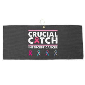 Breast Cancer Awareness Crucial A Catch Intercept Cancer Large Microfiber Waffle Golf Towel