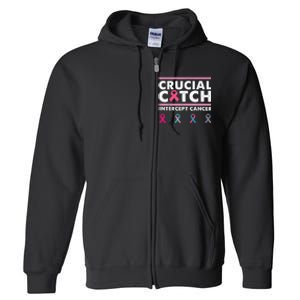 Breast Cancer Awareness Crucial A Catch Intercept Cancer Full Zip Hoodie