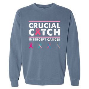 Breast Cancer Awareness Crucial A Catch Intercept Cancer Garment-Dyed Sweatshirt