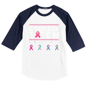 Breast Cancer Awareness Crucial A Catch Intercept Cancer Baseball Sleeve Shirt