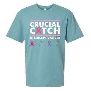 Breast Cancer Awareness Crucial A Catch Intercept Cancer Sueded Cloud Jersey T-Shirt