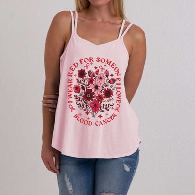 Blood Cancer Awareness Wildflower I Wear Red For Blood Cancer Women's Strappy Tank