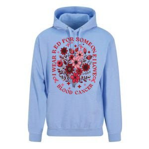 Blood Cancer Awareness Wildflower I Wear Red For Blood Cancer Unisex Surf Hoodie