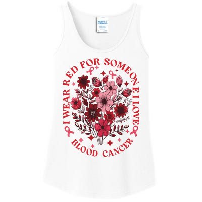 Blood Cancer Awareness Wildflower I Wear Red For Blood Cancer Ladies Essential Tank