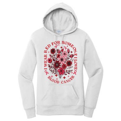 Blood Cancer Awareness Wildflower I Wear Red For Blood Cancer Women's Pullover Hoodie