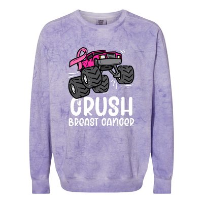 Breast Cancer Awareness Monster Truck Pink Ribbon Gift Colorblast Crewneck Sweatshirt