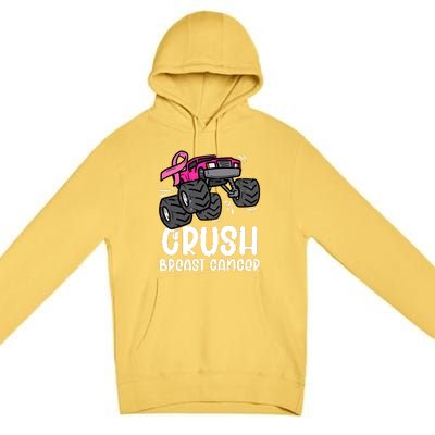 Breast Cancer Awareness Monster Truck Pink Ribbon Gift Premium Pullover Hoodie