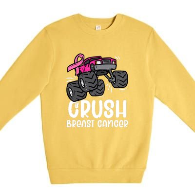 Breast Cancer Awareness Monster Truck Pink Ribbon Gift Premium Crewneck Sweatshirt