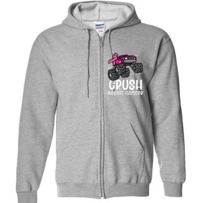 Breast Cancer Awareness Monster Truck Pink Ribbon Gift Full Zip Hoodie