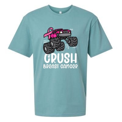 Breast Cancer Awareness Monster Truck Pink Ribbon Gift Sueded Cloud Jersey T-Shirt