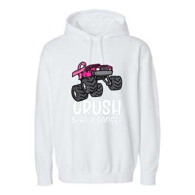 Breast Cancer Awareness Monster Truck Pink Ribbon Gift Garment-Dyed Fleece Hoodie