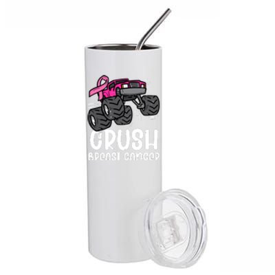 Breast Cancer Awareness Monster Truck Pink Ribbon Gift Stainless Steel Tumbler