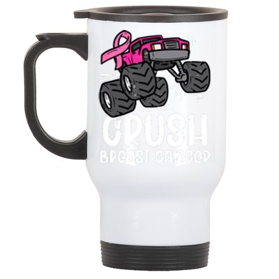 Breast Cancer Awareness Monster Truck Pink Ribbon Gift Stainless Steel Travel Mug