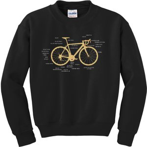 Bicycle Cycling Anatomy Road Bike Parts Biking Cyclist Kids Sweatshirt